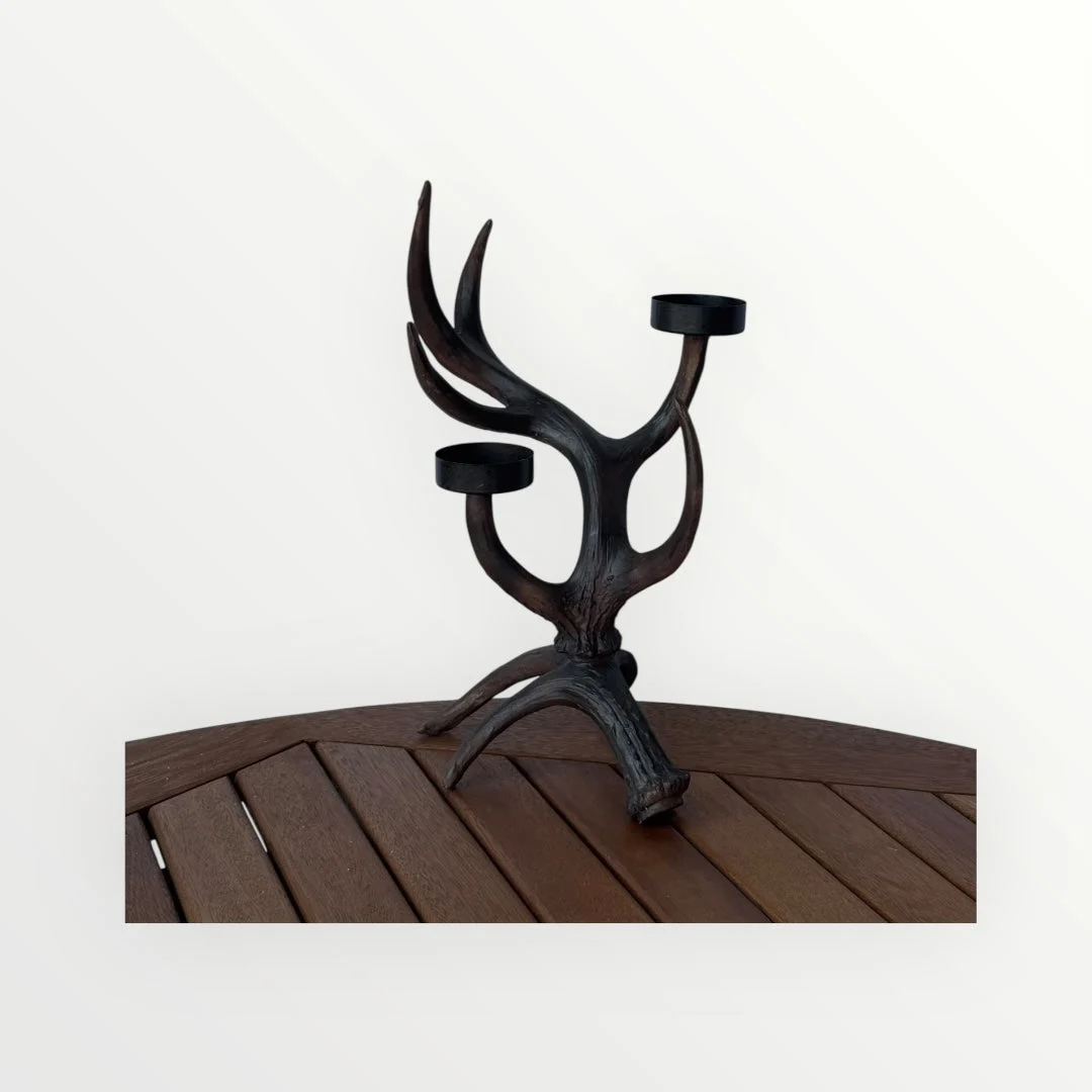 11.4"H Resin Antler Candle Holder with Two T-Light Holders