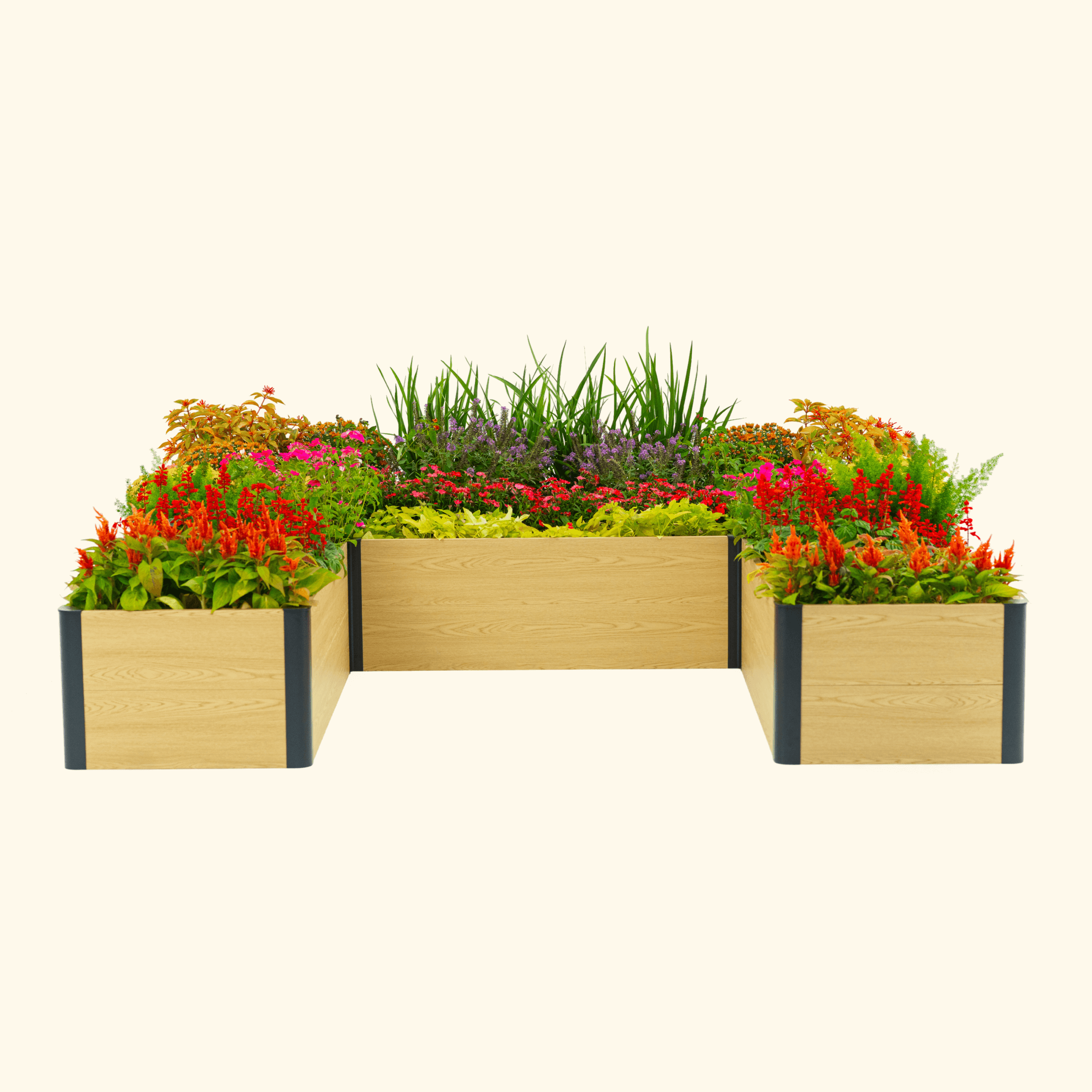 16" Tall Woodgrain 8' x 8' U-Shaped Metal Raised Garden Bed