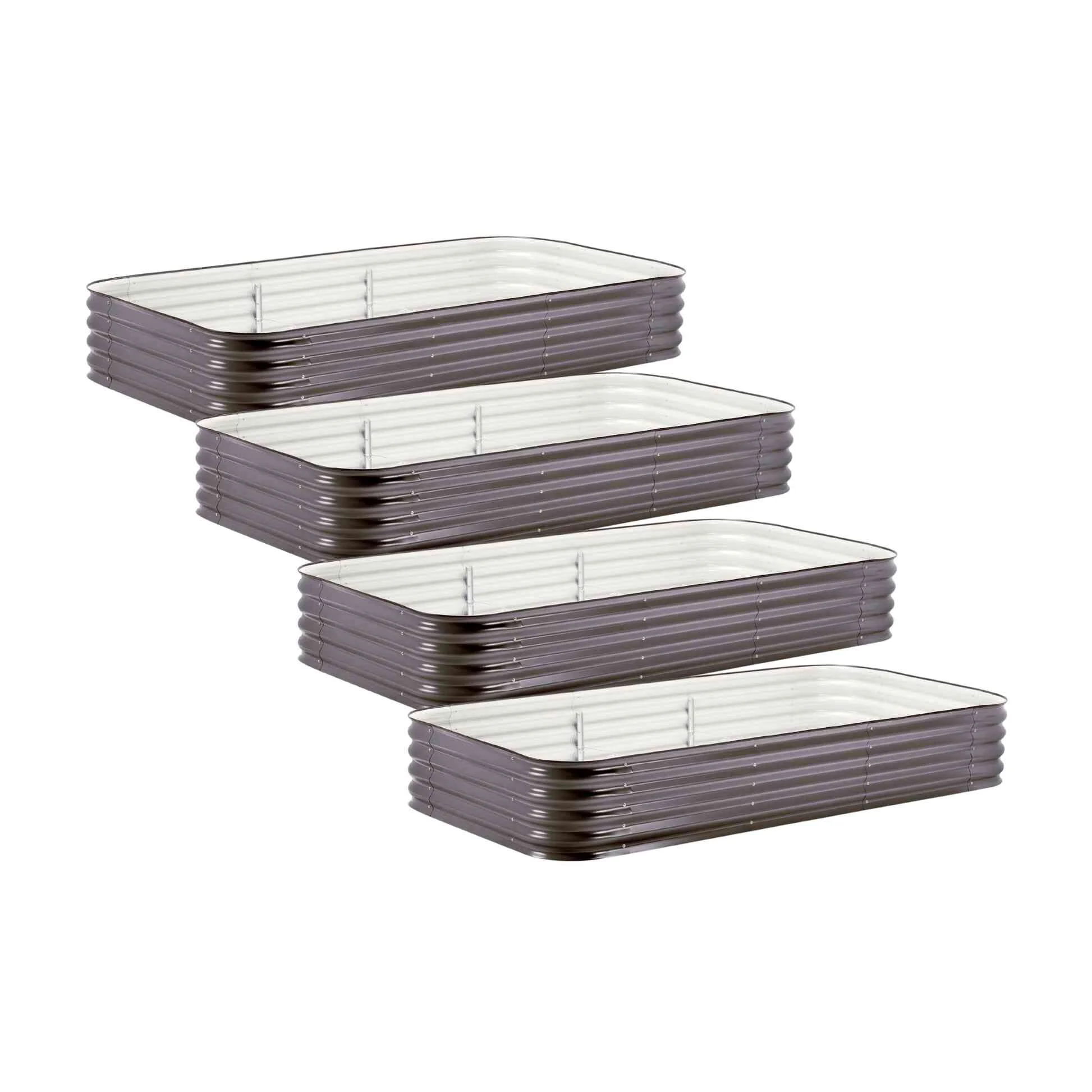 4-Pack Large Modular Metal Raised Garden Bed Kit - 15” Tall