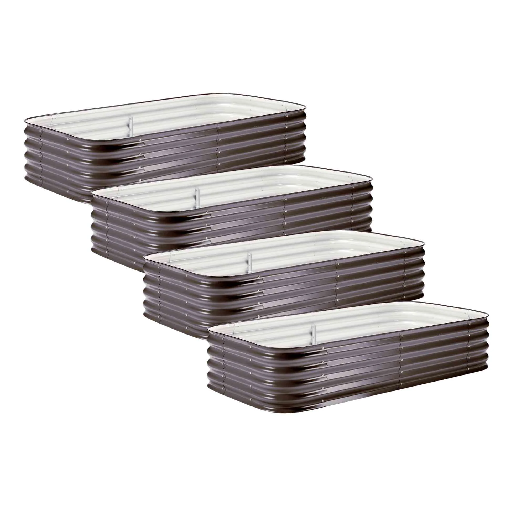 4-Pack Medium Modular Metal Raised Garden Bed Kit - 15” Tall