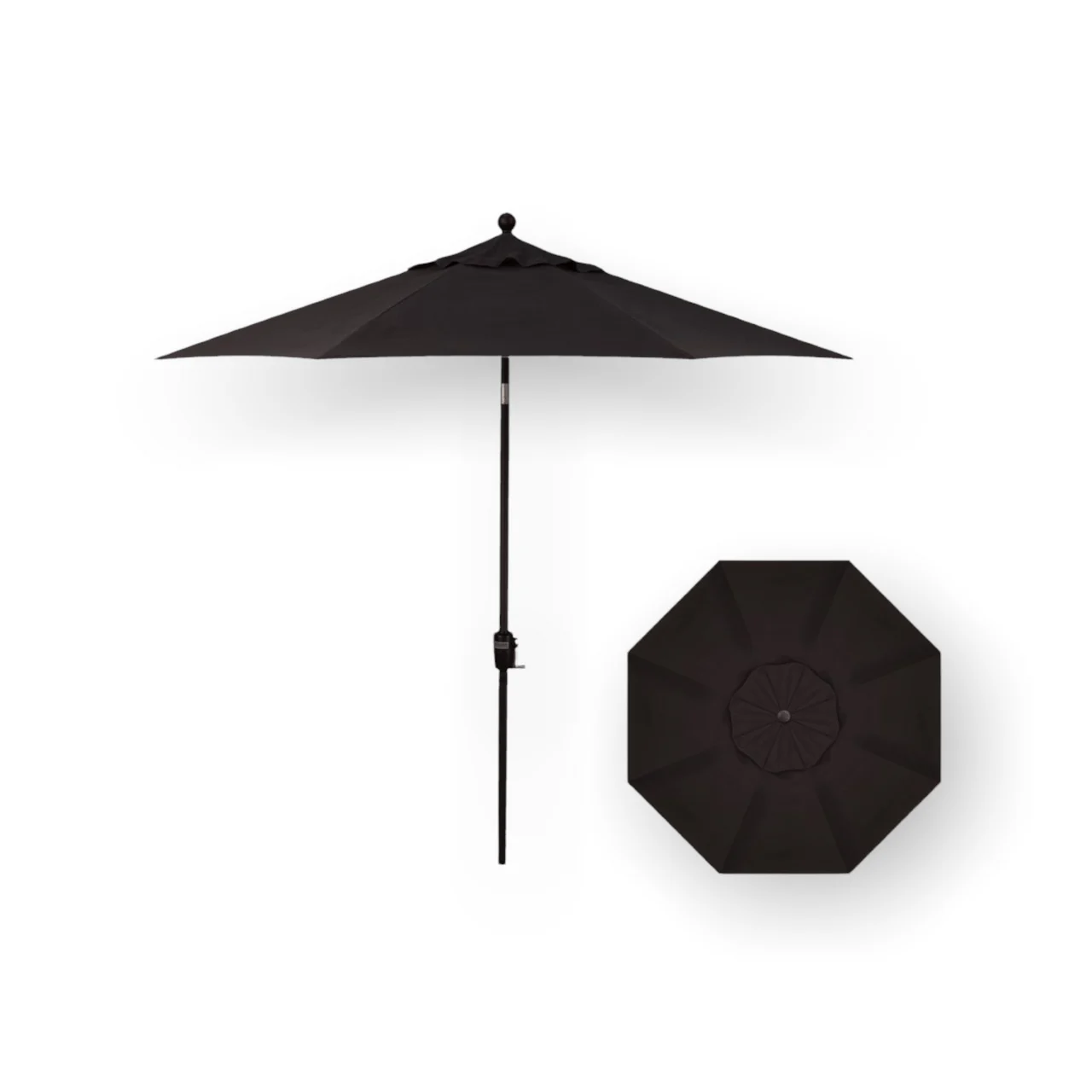 9' Push Button Tilt Umbrella, Black Frame - Black