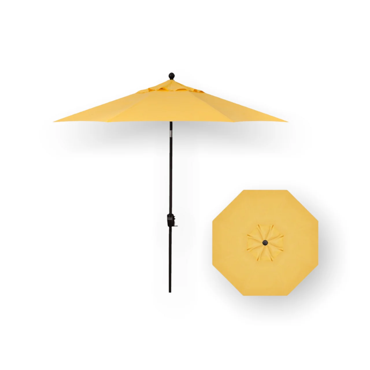 9' Push Button Tilt Umbrella, Black Frame - Lemon