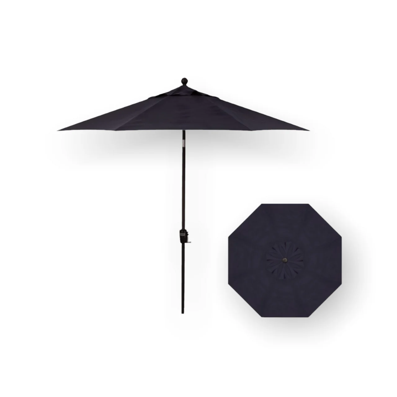 9' Push Button Tilt Umbrella, Black Frame - Navy