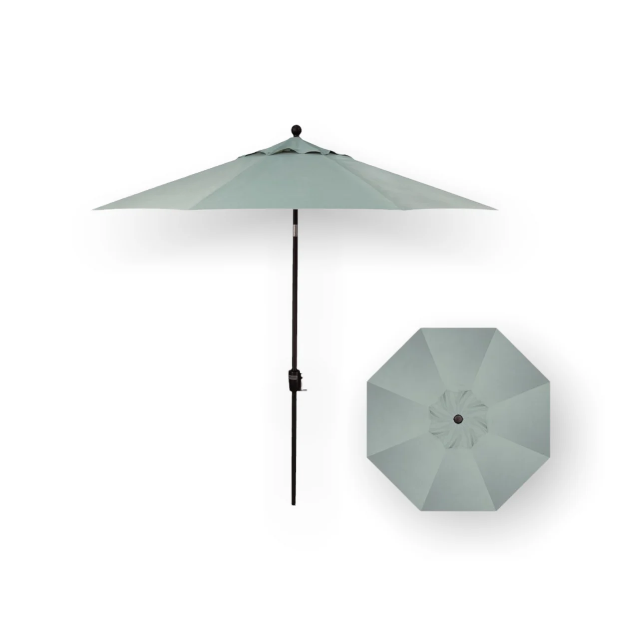 9' Push Button Tilt Umbrella, Black Frame - Spa