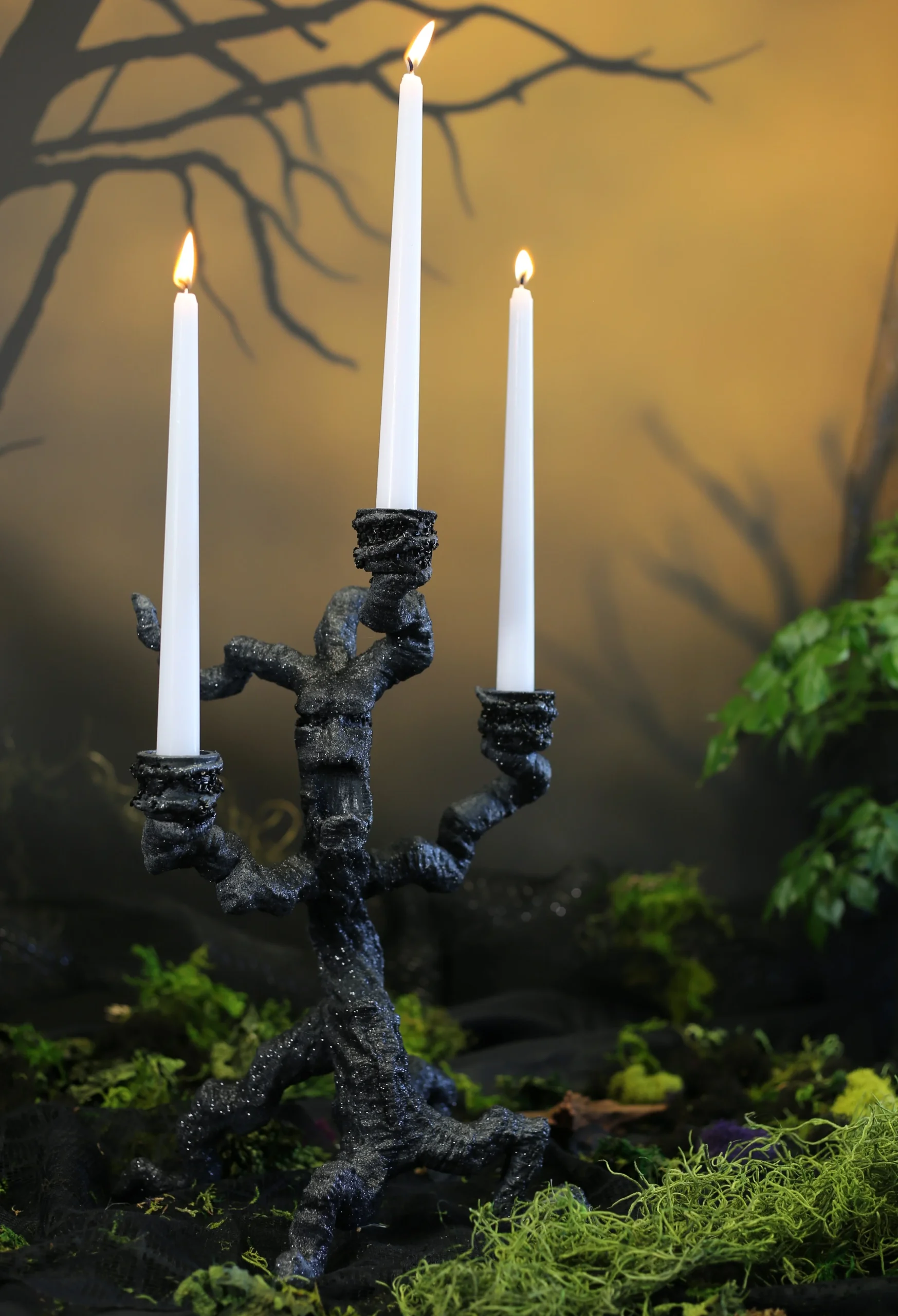 Black Resin Tree Candle Holder