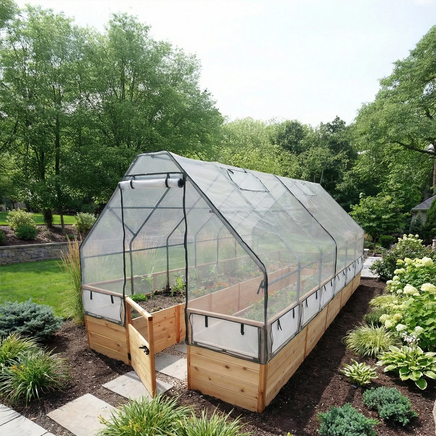 cedar-complete-raised-garden-bed-kit-with-greenhouse-cover-8-x-16.webp Cedar Complete Raised Garden Bed Kit with Greenhouse Cover 8' x 16'