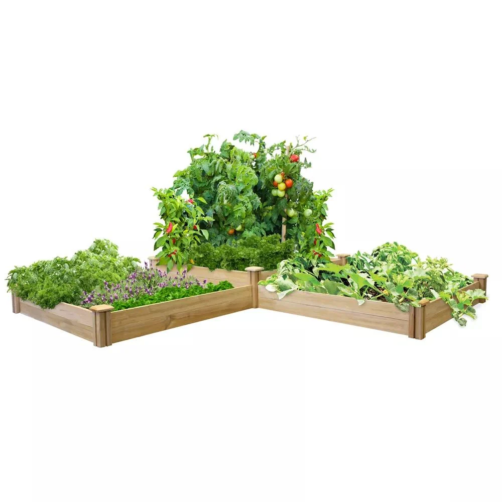 Customizable 2-Tier L-Shaped Cedar Raised Bed