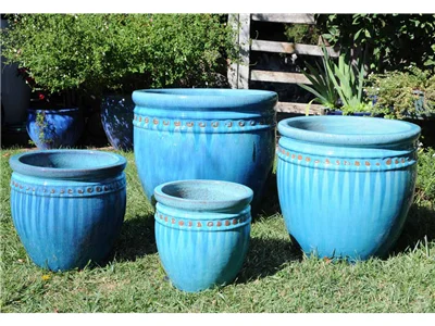 Decor Planter, Falling Aqua - 19" X 19"