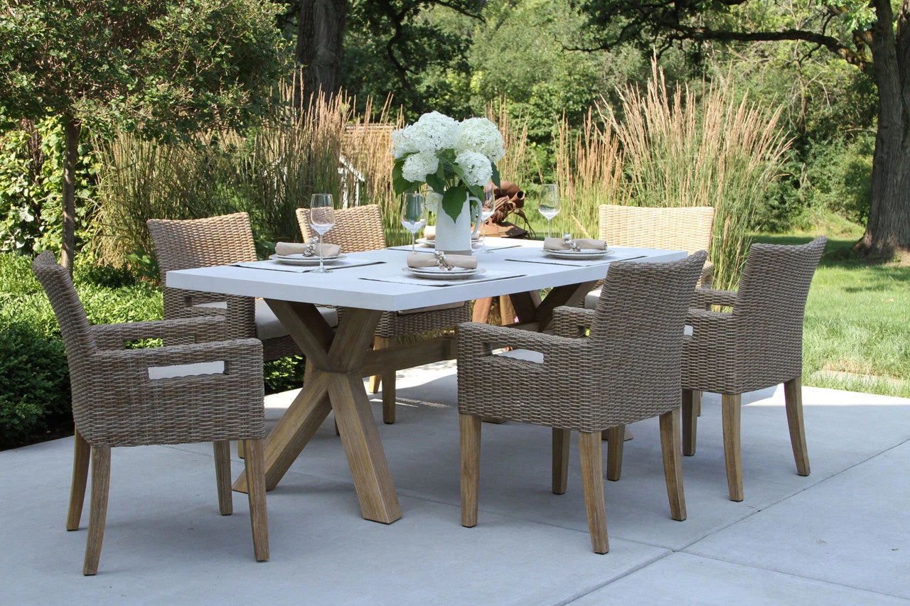 Eucalyptus Rectangular Ivory Composite Top 7 Piece Dining Set