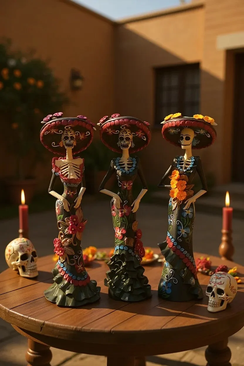 Talavera Colors Catrina Statue – 12in