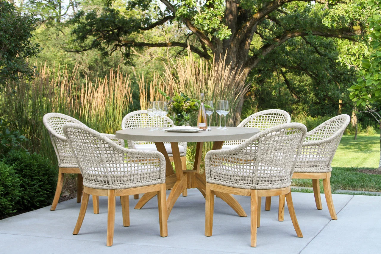 teak-round-composite-top-dining-7-piece-set.webp Teak Round Composite Top Dining 7 Piece Set